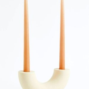 H&M Light Beige Ceramic Candlestick